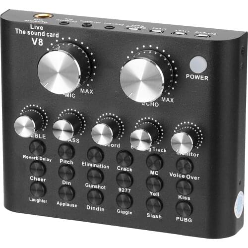 V 8 Live Sound Card Audio USB Headset Microphone Webcast Live Sound Card Electric Sound Broadcast for Phone Computer PC