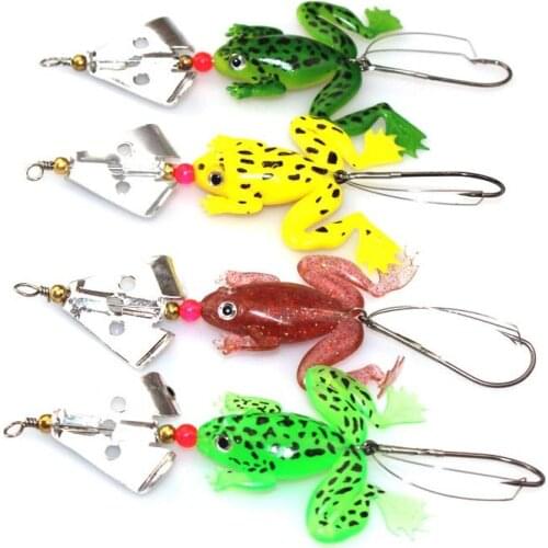 1PCS Frogs Fishing Lure 8cm 6.2g Rubber Soft Bait Fishing Lures with Hook Spinner Bait spoon Lures Carp Fishing Tackle