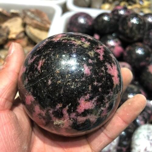 1pcs Rare natural red tourmaline crystal ball with rose crystal egg healing