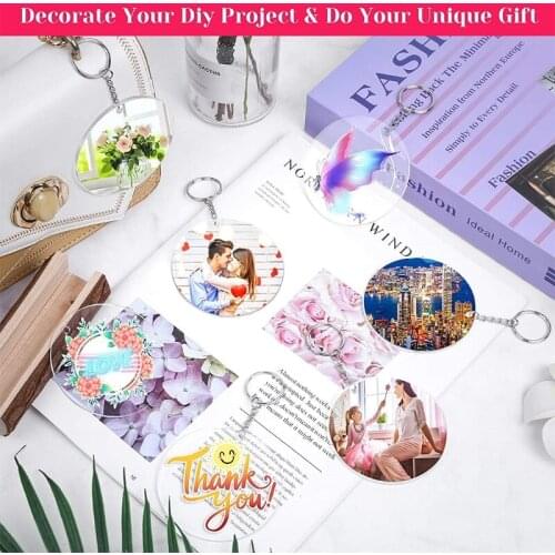 100 Pieces 3 Inch Clear Acrylic Keychains Blanks with Hole Durable Acrylic Transparent Round Circle Disc for DIY Vinyl Keychain