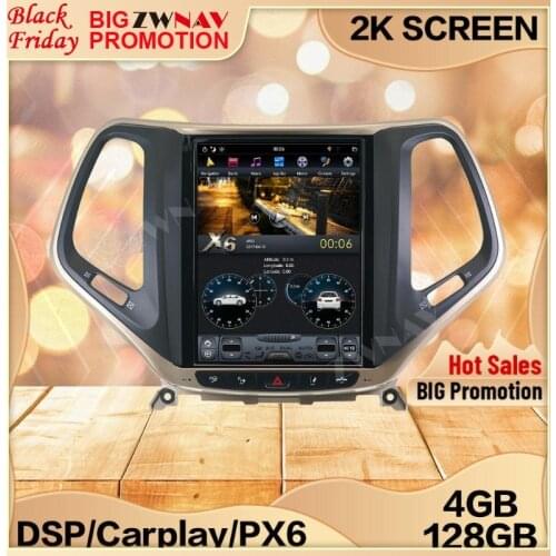 4+128G Tesla Screen For 2014 2015 2016 2017 2018 2019 JEEP Cherokee Android 9 Unit Car Multimedia Player GPS Audio Radio Stereo