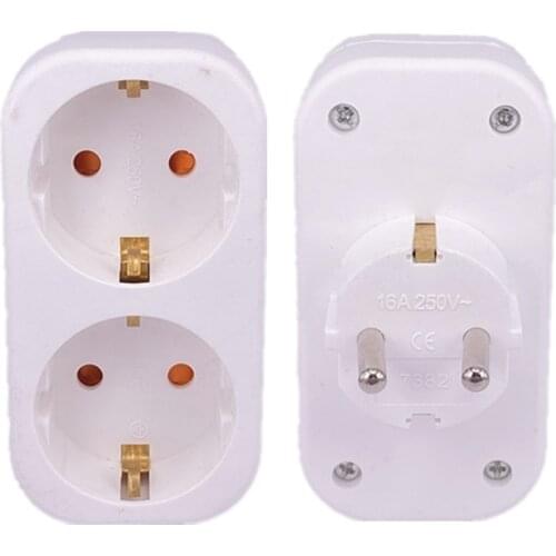 16A Power Adapter 1 to 2 Way German Plug Expansion Plug EU Germany Type Socket EU Standard 250V Wireless Extended Socket CE