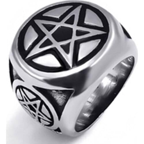 Punk Accessories Magic Pentagram Mens Ring Unique Christmas Gift Party Glamour Jewellery