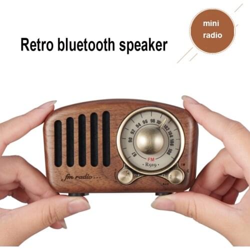 Wood wireless bluetooth speaker retro radio receiver Mini portable vintage FM radio Support TF Card Wireless loudspeaker column