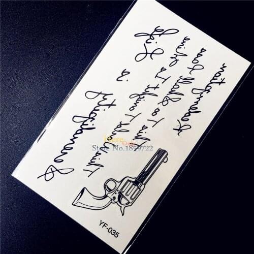 Black 3D Gun Waterproof Temporary Tattoo Sexy WOmen Body Art Tattoo Arm Children Xmas Gifts Supplies Tatoo Men Style HYF-035