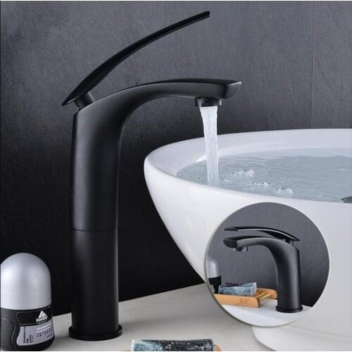 Hot sale Brass Black Baking finish basin Faucet Hot and Cold Water Mixer Tap Black Crane tap Bathroom Basin mixer
