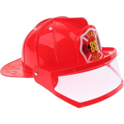 Halloween Fire Fighters Cosplay Helmet Fireman Chief Hat Kids Toy Role Play