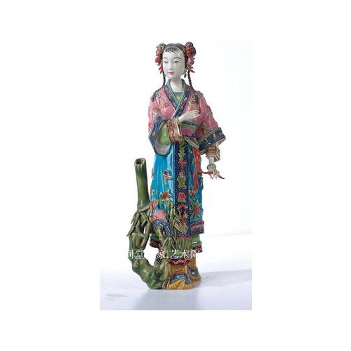 Bamboo paper peace classic lady Shiwan porcelain doll Chinese sitting room Bogujia porch decoration Sculpture statue Home Decora