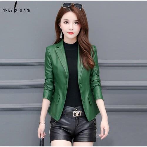 PinkyIsBlack New Spring Autumn Women Faux Leather Jacket PU Motorcycle Biker Coat Turn down Collar Streetwear Black Punk Outwear