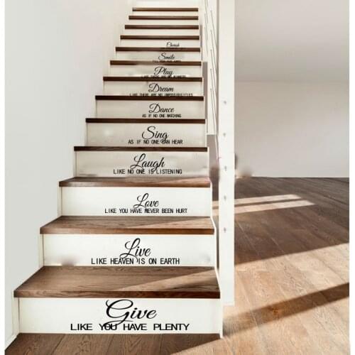 Stair Riser Staircase Stairway Sticker Decal Cherish Smile Dream Live Love Laugh Inspirational Quote Vinyl Home Decor