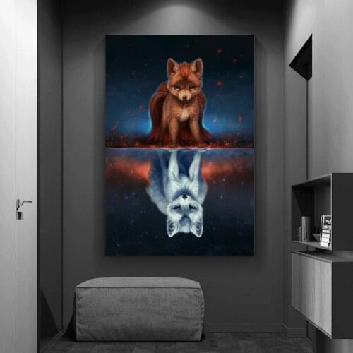 Fox Cartoon Canvas Painting Poster Oil Painting Animal Posters and Print Wall Art Picture for Living Room Home Decor