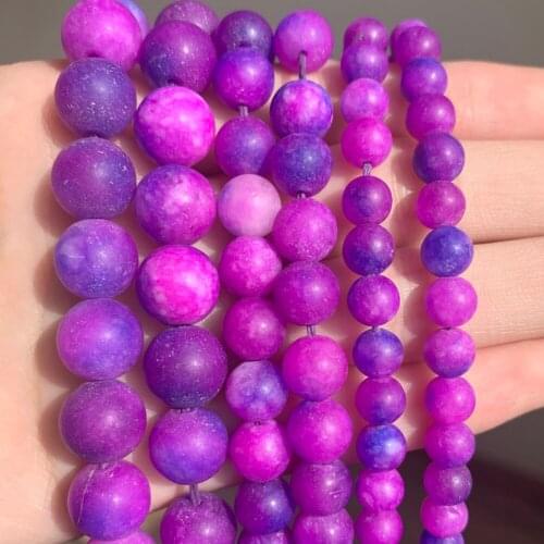 6 8 10mm Dull Polish Matte Bicolor Purple Blue Jades Stone Beads For Jewelry Making Round Beads DIY Charms Bracelet Accessories
