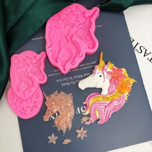 Cartoon Unicorn animal silicone mold chocolate fandant mold cake decoration baking tool handicraft resin drop mold