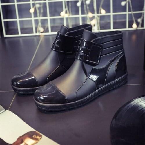 Men Rain Boots Chelsea Shoes For Man Slip-on Waterproof Ankle Boots Black Blue Color Antiskid Man Shoes Rainboots