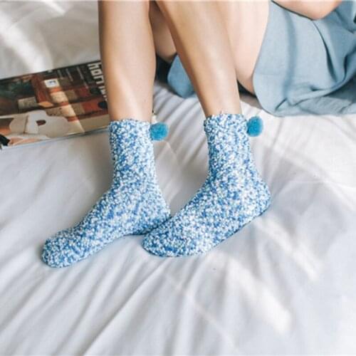 New Autumn Winter Women Warm Cute Cake Fluffy Home Floor Socks Socks Coral Fleece Breathable Comfort Lovely Mid-Calf Length Sock