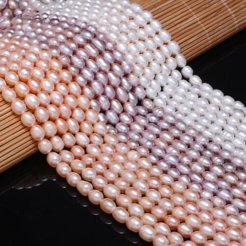 New AA Grade Oval White Pink Purple Freshwater Pearl Beads Simple And Stylish DIY Jewelry Gift Size 5-6mm