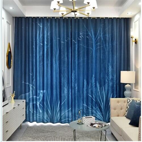 New personality curtains Green plant small fresh living room bedroom soundproof windproof thickening blackout curtains