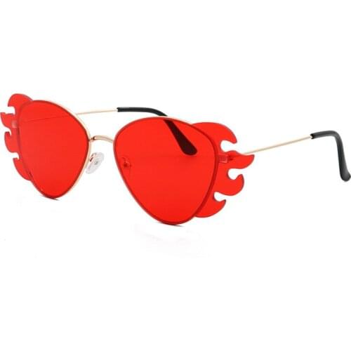 The new flame sunglasses burst personality frameless metal sunglasses western dance weird glasses wholesale sunglasses