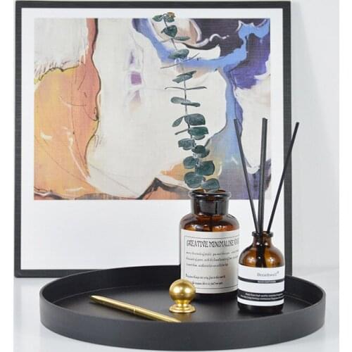 New Creative PU Leather Handle Tray Cosmetics Sundry Small Objects Desktop Disc Storage Plate 26cm #A