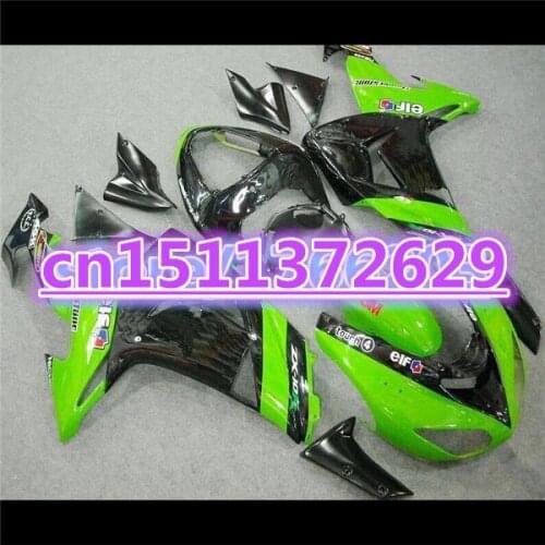 ABS Fairings For KAWASAKI 06-07 NINJA ZX10R 06 07 ZX-10R green+ black Body Fairing Kit ZX 10R 2006 2007 D