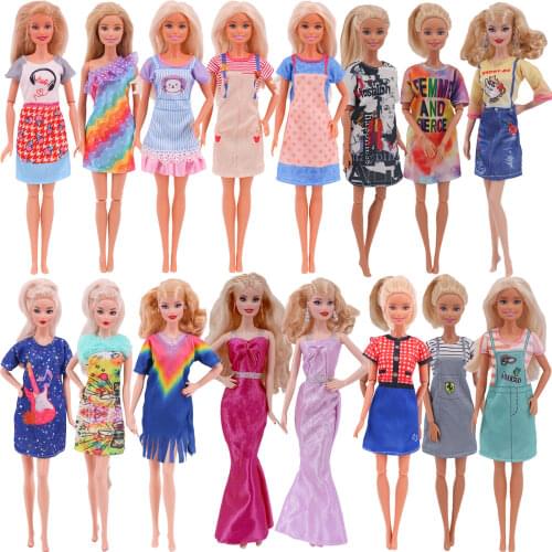 Doll Clothes For Barbies Fashion Handmade Evening Dress T-shirt Short Skirt For 11.8 Inch Barbie and BJD Doll,Girl`s Toy Gifts