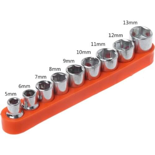 OOTDTY 9Pcs/Set Wrench Hexagon Head DIY Fix Repair Hand Tool 5-13mm Socket Adapter Set Home Auto Car Bicycle