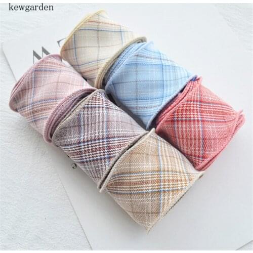 Kewgarden Wholesale Plaid Organza Wavy Ribbon 1.5" 40mm Handmade Tape DIY Bow Accessories Satin Ribbons Webbing 21 Meters