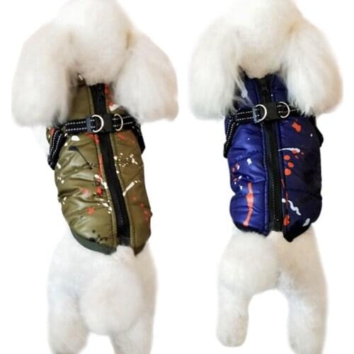 Pet Autumn Winter Waterproof Clothes Thickening Warm Dog Jacket Coat Sleeveless Vest Snowsuit Reflective Design with Back Harnes