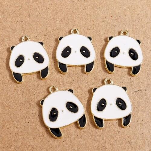 10pcs 20*24mm Cute Enamel Sad Panda Charms Pendants for Jewelry Making Animal Charms for DIY Earrings Necklaces Bracelets Crafts