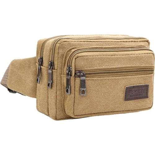 Waist Bag Mens Canvas Waist Bag Fashion Canvas Waist Bag Leisure Waist Bag Ladies Sports Waist Bag Mobile Phone Bag Travel