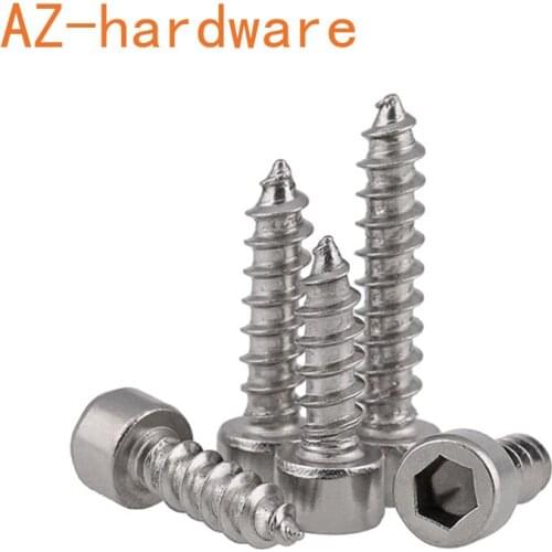 GuHua 304 Stainless Steel Cup Head Hex Socket Self Tapping Screw Hexagon Socket Cheese Head Self Tapping Screws M2M3M3.5 20Pcs