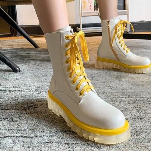 Fashion Ankle Boots For Women Back Zipper Genuine Leather Shoes Woman 2021 Winter Chunky Platform Heels Boots Short Boot