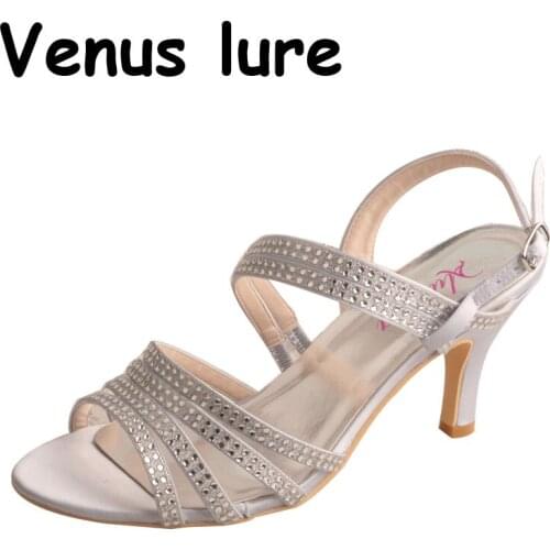 23 Colors Jeweled Wedding Shoes Sandals 7.5CM Heel Summer Party Ladies Shoes