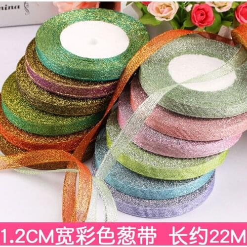 1.2cm color gold and silver Metallic Glitter Ribbons Holiday Wedding Birthday Party Decoration Gift Wrapping 1/2 inch Width DIY