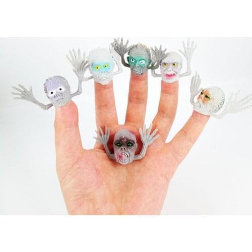 10Pcs Grey Ghost Head Skull Finger Stall Toys Childrens Day Halloween Party Favors Giveaways School Rewards Gifts Prank Props