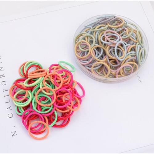 100 Pcs/set Children Girls Hair Rings Candy Color Small Elastic Hair Rubber Bands Hair Ties for Ponytail Holder Hair Accessories