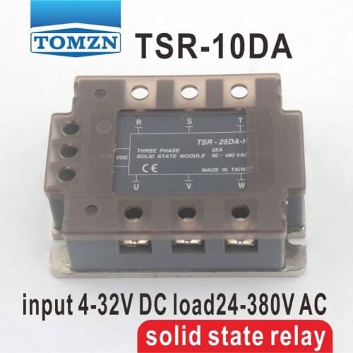 10DA TSR-10DA Three-phase SSR input 4-32V DC load 24-380V AC single phase AC solid state relay
