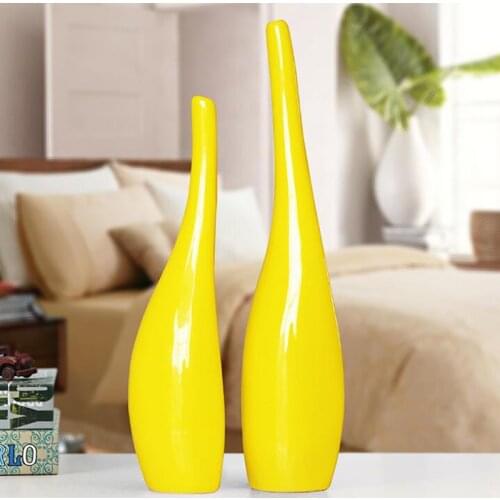 2Pcs/set Flower Vase Decoration Creative Home Ceramic Crafts Vases Art Ornaments TV Cabinet Fake Plant Vase Bonsai Decorative