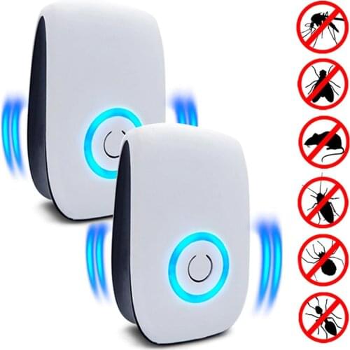New 2Pcs EU/US/UK Plug Electronic Ultrasonic Pest Control Mosquito Repellent Insect Mice Repeller Easy to Use
