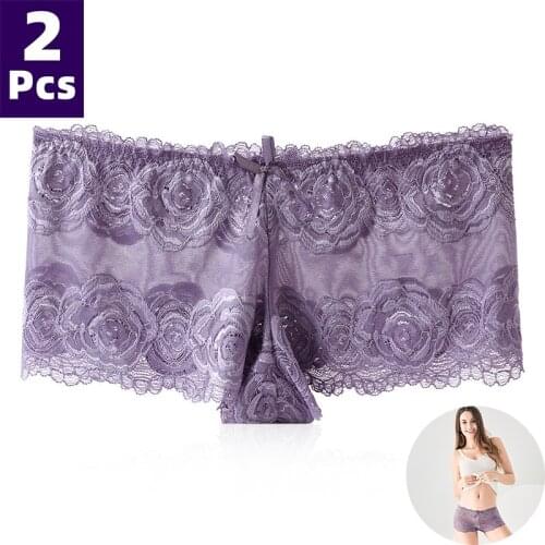 Womens Underwear Lace Womens Panties Sexy Panties Boxer Underwear Transparent Underwear Lingerie Femme Sexy Panties 2Pcs