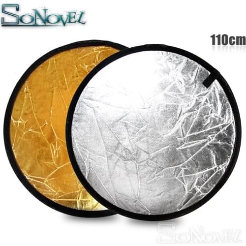 2 in 1 110CM 43 inch Round Flash Studio Collapsible Refletor Light Disc Gold Silver Riflettore Wholesale Reflector with Bag