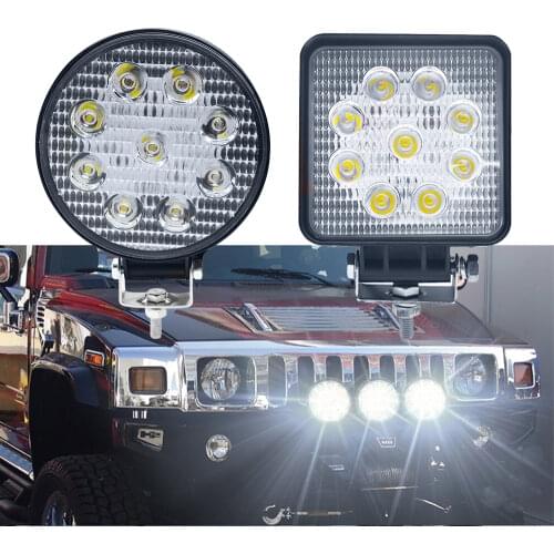 4inch 27w Square Round Led Work Light Car Trucks Flood Spot Beam Car LED Fog Light Extra Light Off-road Vehicle Headlights