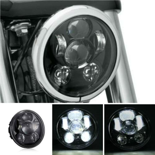 5.75" Motorcycle LED Headlight H4 High Low Beam 5 3/4" Front Driving Headlight Black Chrome Headlamp For Motors Sportster 833