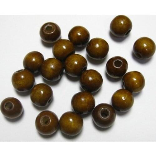 50 Coffee Round Wood Beads 16mm~Wooden
