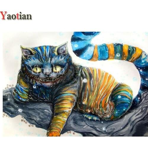 Blue cartoon cat Diamond Painting Full Square/Round Diamond Embroidery Hobbies And Crafts Wall Art Picture for Living Room Decor