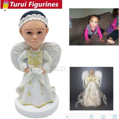 Angel Girl figurines statue china bobblehead supplier folk art by polymer clay fully customized from your photo home decorations