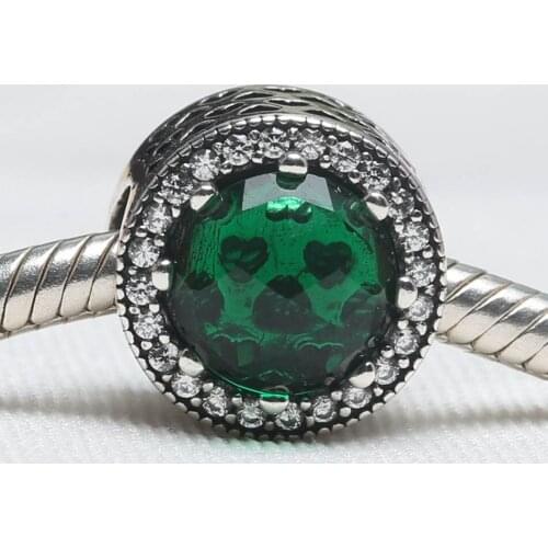 Authentic S925 Bead Radiant Hearts Charm fit Lady Bracelet Bangle Navy Green Red Clear CZ