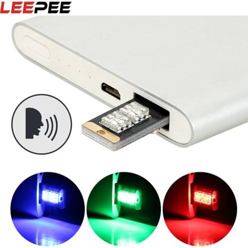 LEEPEE Car LED Atmosphere Light With USB Socket Auto Decorative Lamp RGB Music Rhythm Light Touch and Sound Control Car Styling