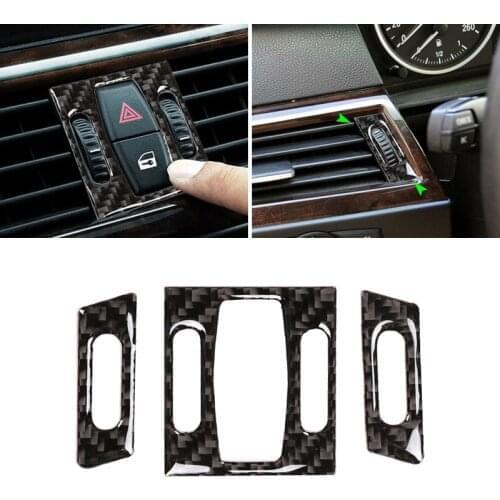For BMW 5 Series E60 E61 2004 2005 2006 2007 2008 2009 2010 Carbon Fiber Car Interior Center Control Air Vent Outlet Cover Trim