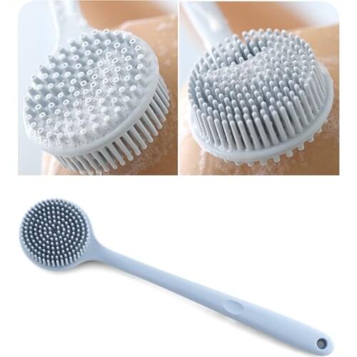 Double-sided Shower Body Brush Silicone Long Handle Bathroom Wash Brush Bathing Massage Back Loofah Body Exfoliating Accessories